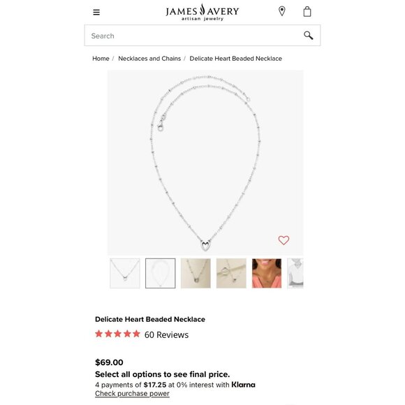 James Avery Delicate Heart Beaded Necklace - Picture 6 of 6